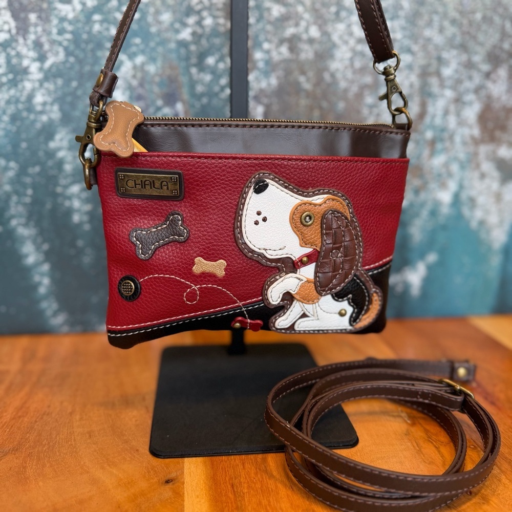 Chala Cottagecore Dog Appliqué Faux Leather Shoulder/Crossbody Bag – (VGUC)
